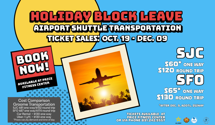 Holiday Block Leave Airport Shuttle Bus Transportation Ticket Sales